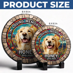 Custom Photo My Pawprints May No Longer Be In Your House - Memorial Personalized Custom 3D Mosaic Faux Stained Glass Print Round Shaped Memorial Stone - Sympathy Gift For Dog Lovers, Pet Owners