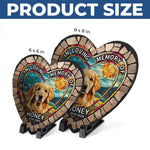 Custom Photo In Loving Memory Of - Memorial Personalized Custom 3D Mosaic Faux Stained Glass Print Heart Shaped Stone With Stand - Sympathy Gift For Dog Lovers