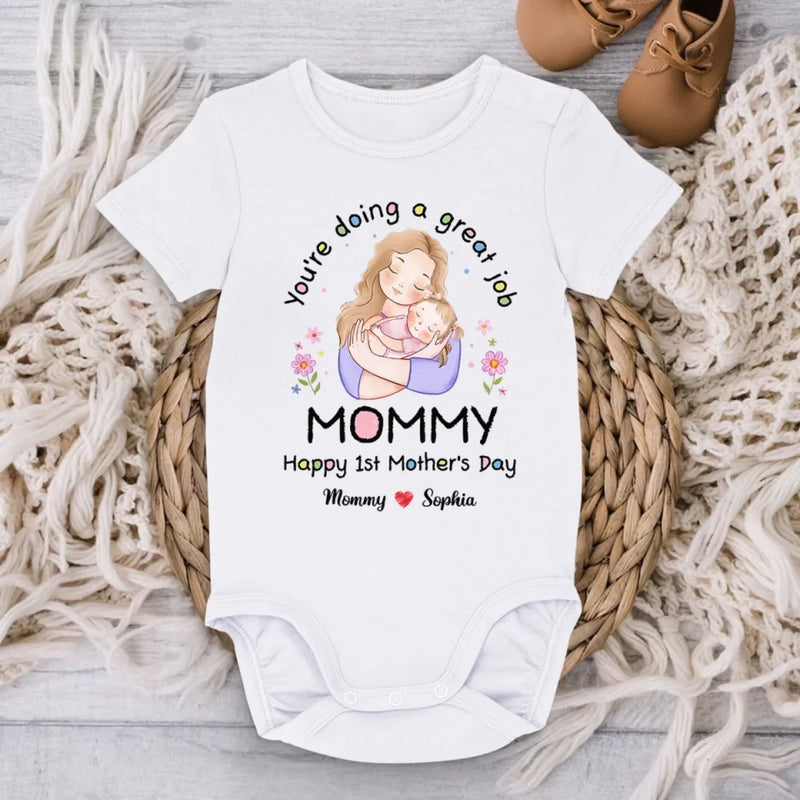 Mom, You’re The Best - Family Personalized Custom Baby Onesie - Mother's Day, Baby Shower Gift, Gift For First Mom