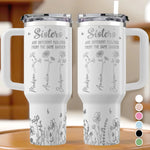 Friendship Blooms In The Heart - Bestie Personalized Custom Engraved 40oz Tumbler With Handle - Gift For Sisters, Best Friends, BFF