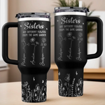 Friendship Blooms In The Heart - Bestie Personalized Custom Engraved 40oz Tumbler With Handle - Gift For Sisters, Best Friends, BFF