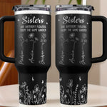 Friendship Blooms In The Heart - Bestie Personalized Custom Engraved 40oz Tumbler With Handle - Gift For Sisters, Best Friends, BFF