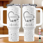 The Heart Of Our Family - Family Personalized Custom Engraved 40oz Tumbler With Handle - Father's Day, Gift For Grandpa