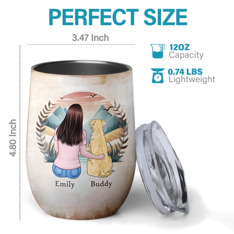 Loyal Love, Furry Hugs - Dog Personalized Custom Wine Tumbler - Mother's Day, Gift For Pet Owners, Pet Lovers