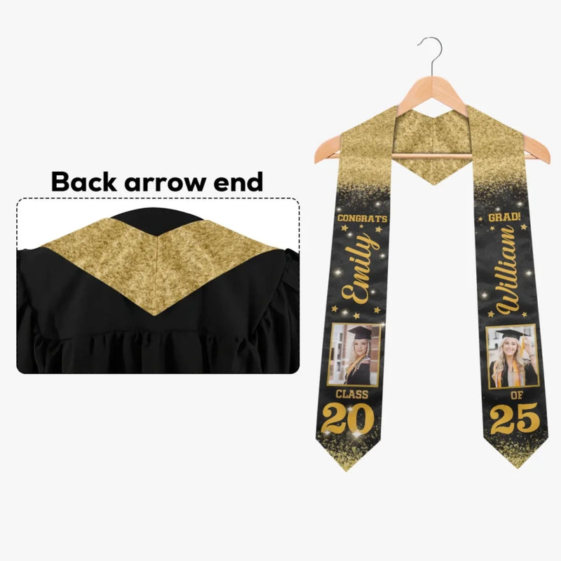 Custom Photo From Dreams To Degrees Congrats Grad - Family Personalized Custom Triangle Graduation Stole - Graduation Gift For Family Members, Siblings, Brothers, Sisters