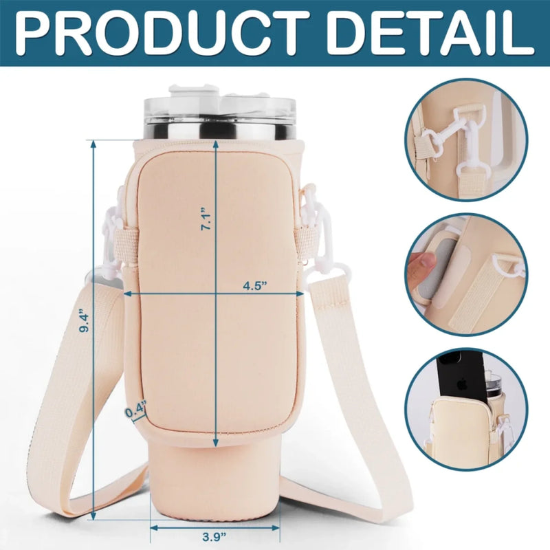 Winking Through Life Like A Pro - Family Personalized Custom Neoprene Water Bottle Carrier With Pocket - Gift For Yourself, Best Friends, Siblings, Family Members