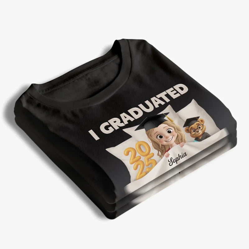 Graduated and Exhausted - Family Personalized Custom Unisex T-shirt, Premium T-shirt, Hoodie - Graduation Gift For Family Members, Siblings, Brothers, Sisters