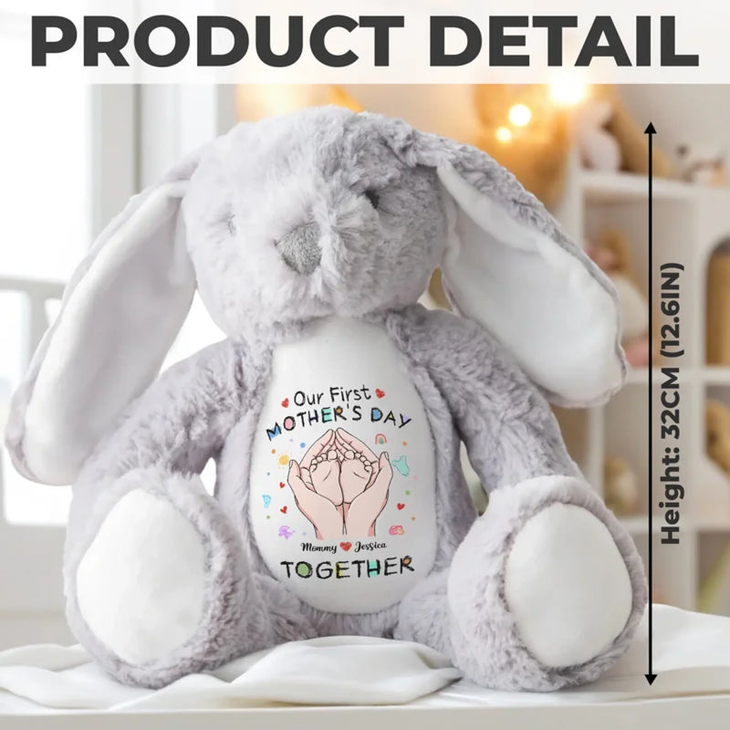 Tiny Feet, Big Love - Family Personalized Custom Easter Bunny Plush - Mother's Day, Baby Shower Gift, Gift For First Mom