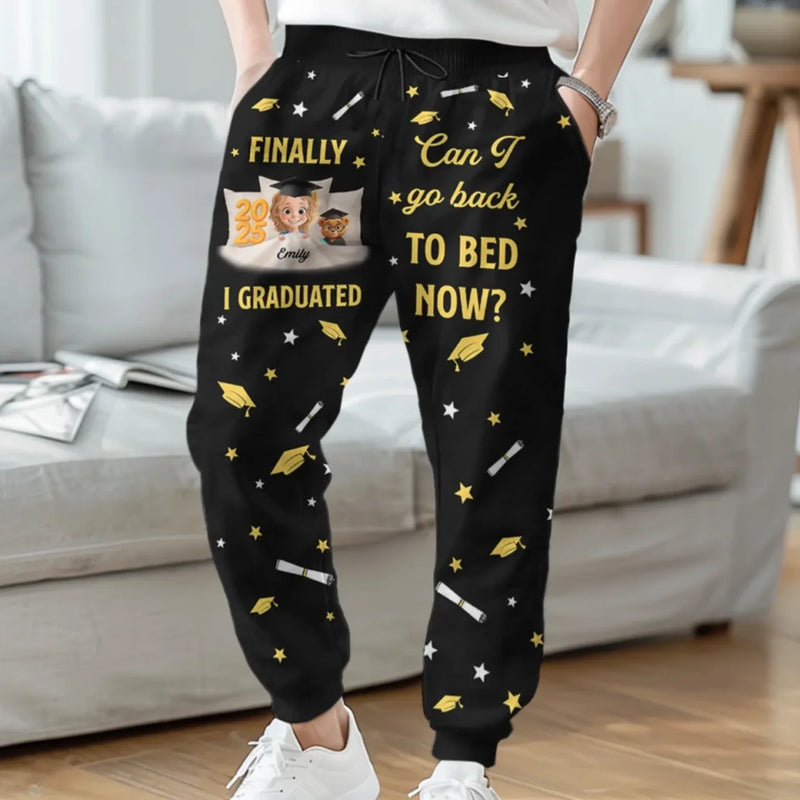Diploma In Hand, Bedtime Begins - Family Personalized Custom Unisex Sweatpants - Graduation Gift For Family Members, Siblings, Brothers, Sisters
