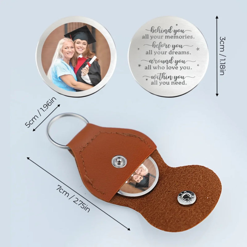 Custom Photo Caps Off To Your Journey - Family Personalized Custom Pocket Hug - Graduation Gift For Family Members, Siblings, Brothers, Sisters