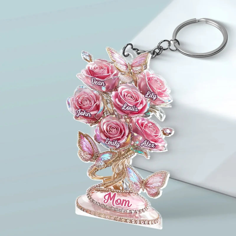A Garden Of Love Begins With You - Family Personalized Custom Shaped Acrylic Keychain - Mother's Day, Gift For Mom, Grandma