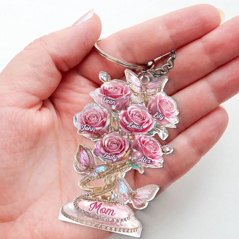 A Garden Of Love Begins With You - Family Personalized Custom Shaped Acrylic Keychain - Mother's Day, Gift For Mom, Grandma