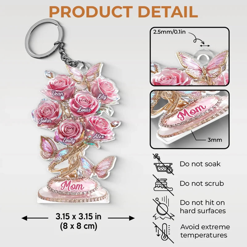 A Garden Of Love Begins With You - Family Personalized Custom Shaped Acrylic Keychain - Mother's Day, Gift For Mom, Grandma