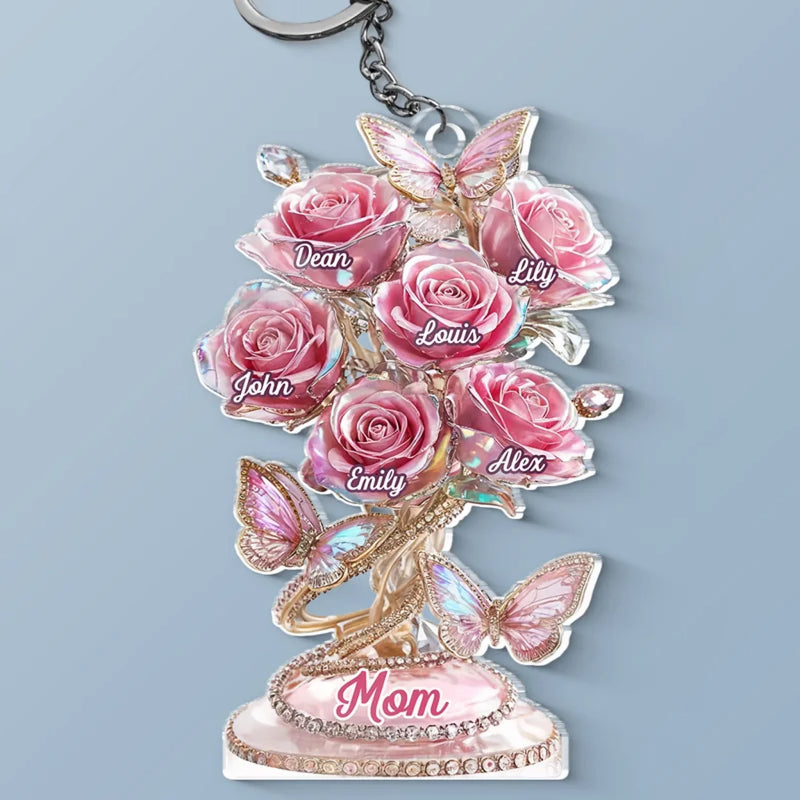 A Garden Of Love Begins With You - Family Personalized Custom Shaped Acrylic Keychain - Mother's Day, Gift For Mom, Grandma