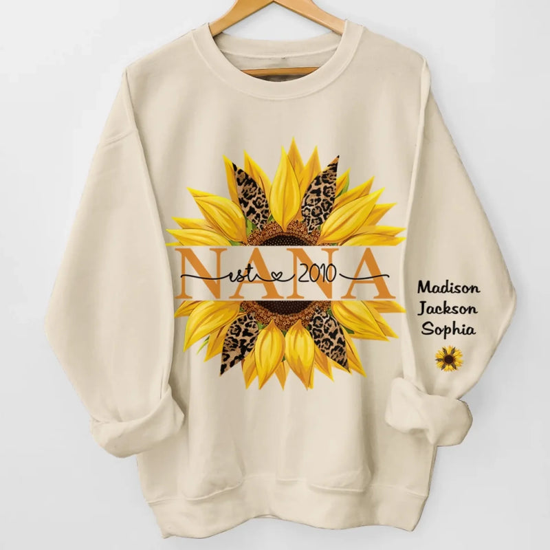Mom, Blooming With Love - Family Personalized Custom Unisex Sweatshirt, Hoodie With Design On Sleeve - Mother's Day, Gift For Mom, Grandma
