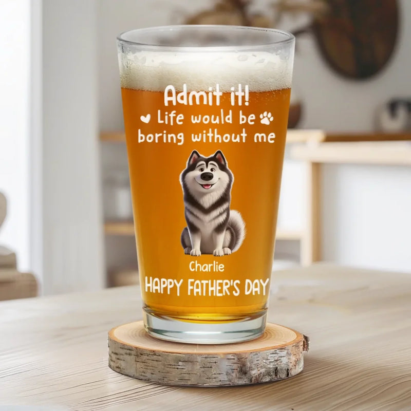 I Woof You, Dad - Dog Personalized Custom Beer Glass - Father's Day, Gift For Pet Owners, Pet Lovers