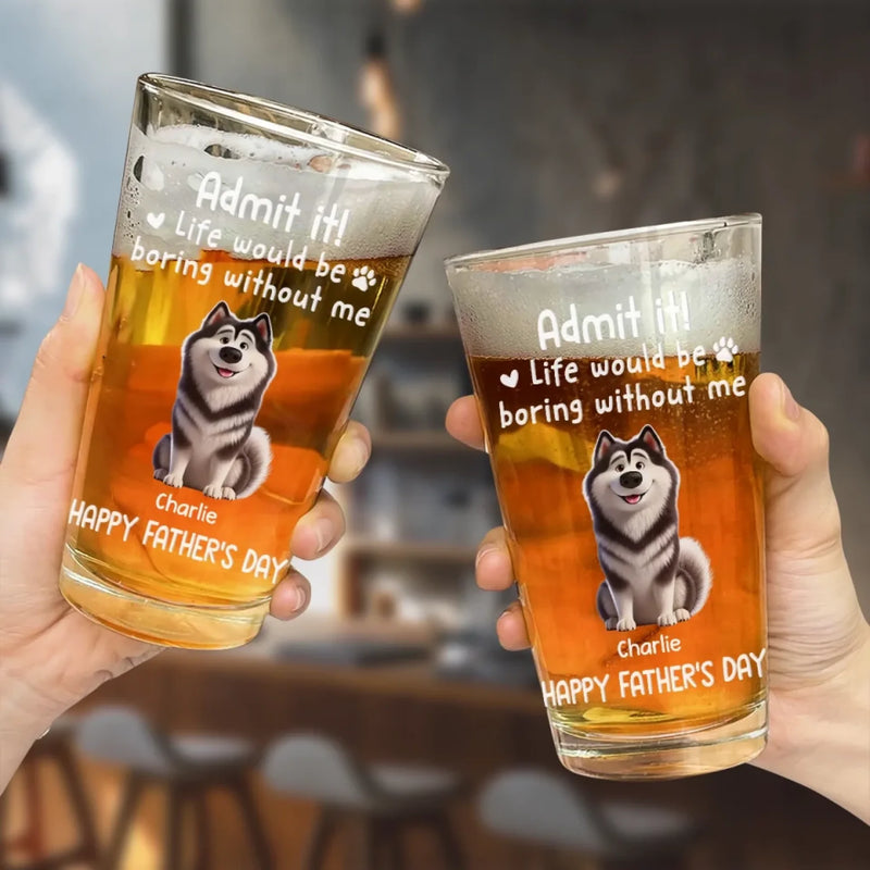 I Woof You, Dad - Dog Personalized Custom Beer Glass - Father's Day, Gift For Pet Owners, Pet Lovers