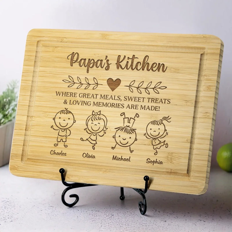 Where Food Meets Family - Family Personalized Custom Engraved Wooden Cutting Board - Father's Day, Gift For Dad, Grandpa