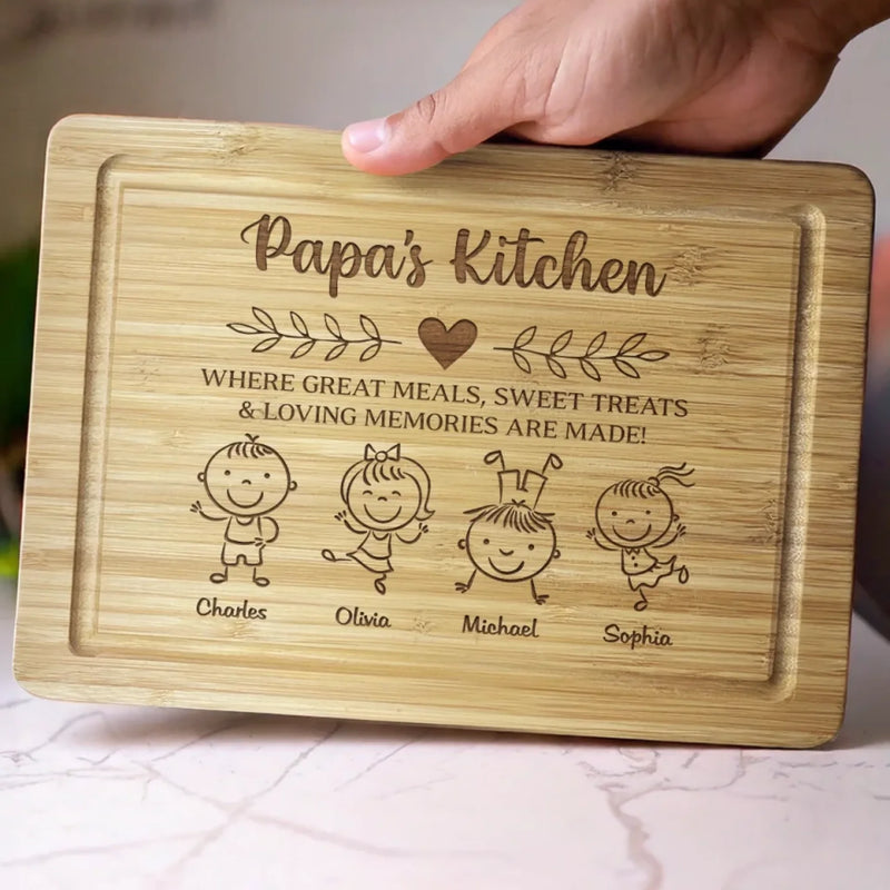 Where Food Meets Family - Family Personalized Custom Engraved Wooden Cutting Board - Father's Day, Gift For Dad, Grandpa