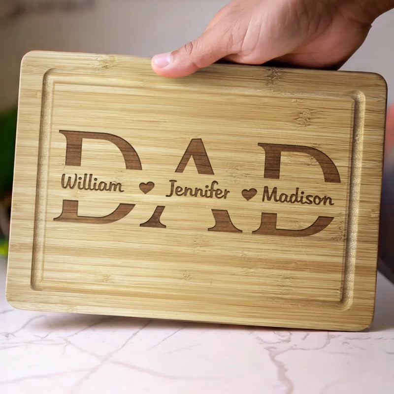 Made With Love For The Best Dad - Family Personalized Custom Engraved Wooden Cutting Board - Father's Day, Gift For Dad, Grandpa