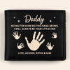 Growing Up, Guided By Your Hands - Family Personalized Custom Double-Sided Printed Leather Wallet - Father's Day, Gift For Dad, Grandpa