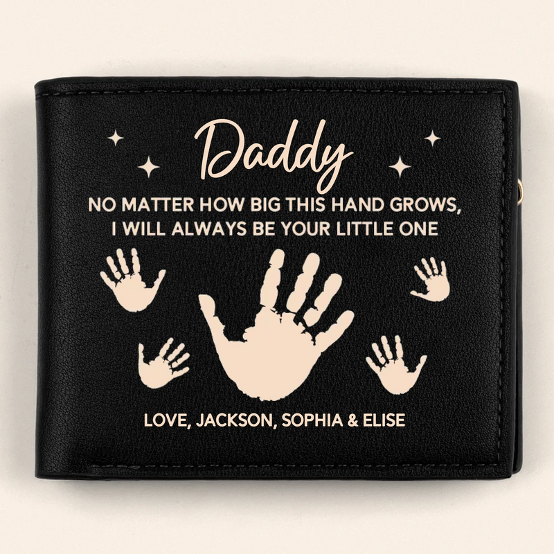 Growing Up, Guided By Your Hands - Family Personalized Custom Double-Sided Printed Leather Wallet - Father's Day, Gift For Dad, Grandpa