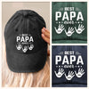 The Hands That Made Him Papa - Family Personalized Custom Vintage Washed Denim Baseball Cap - Father's Day, Gift For Dad, Grandpa