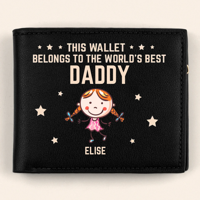 This Wallet Belongs To The World’s Best Daddy - Family Personalized Custom Double-Sided Printed Leather Wallet - Father's Day, Gift For Dad, Grandpa