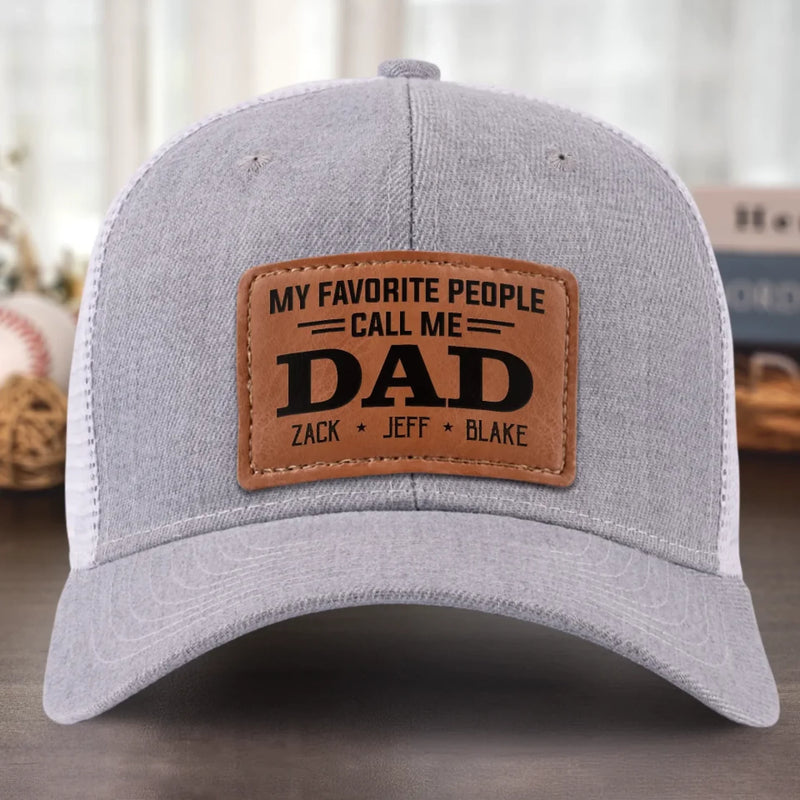 Blessed To Be Called Dad - Family Personalized Custom Leather Patch Hat - Father's Day, Gift For Dad, Grandpa