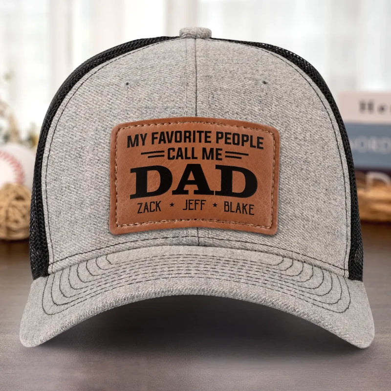 Blessed To Be Called Dad - Family Personalized Custom Leather Patch Hat - Father's Day, Gift For Dad, Grandpa