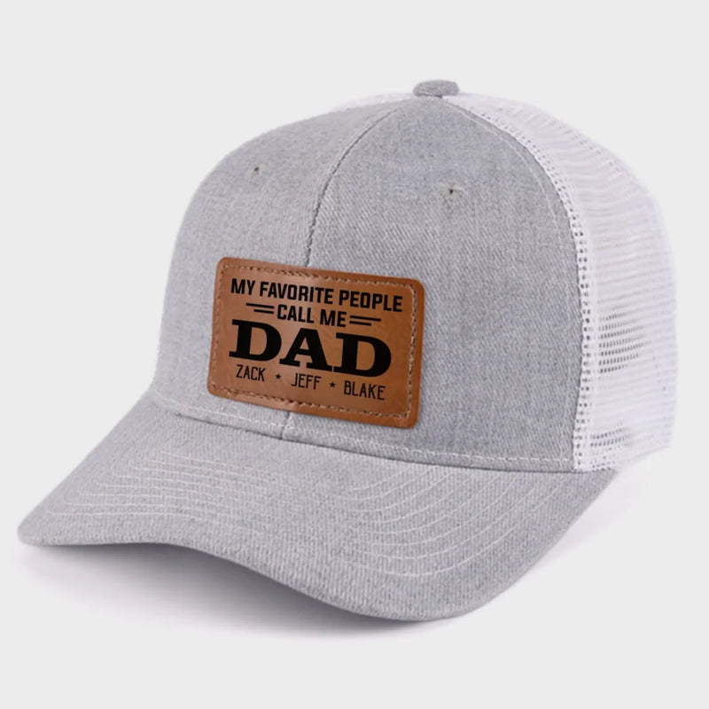 Blessed To Be Called Dad - Family Personalized Custom Leather Patch Hat - Father's Day, Gift For Dad, Grandpa