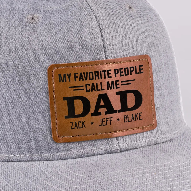 Blessed To Be Called Dad - Family Personalized Custom Leather Patch Hat - Father's Day, Gift For Dad, Grandpa
