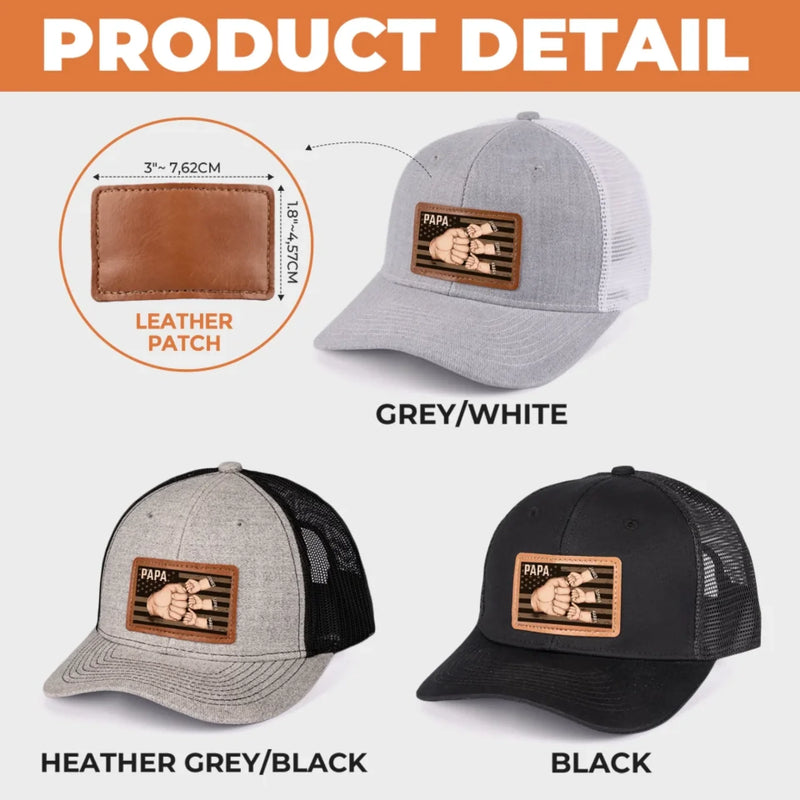Together, We're Unstoppable - Family Personalized Custom Leather Patch Hat - Father's Day, Gift For Dad, Grandpa