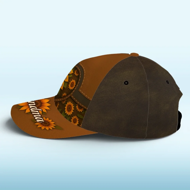 Her Love Blooms Like Sunflowers - Family Personalized Custom Hat, All Over Print Classic Cap - Mother's Day, Gift For Mom, Grandma