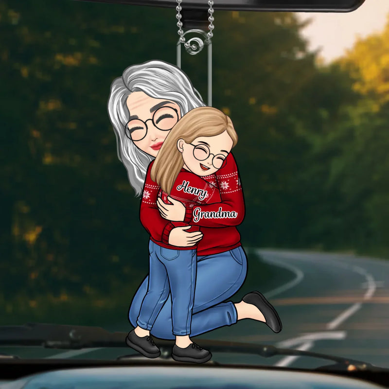 A Little Bit Parent, A Little Bit Best Friend - Family Personalized Custom Car Ornament - Acrylic Custom Shaped - Gift For Grandma