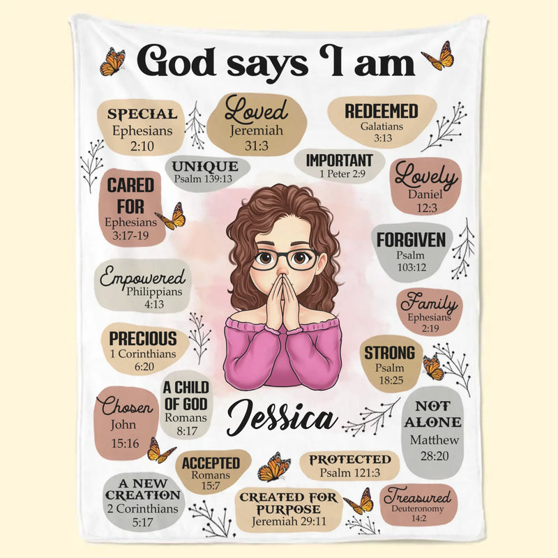 God Says You Are Self-Love Affirmations - Friend Personalized Custom Blanket - Gift For Best Friends, Family Members, Coworkers, Yourself