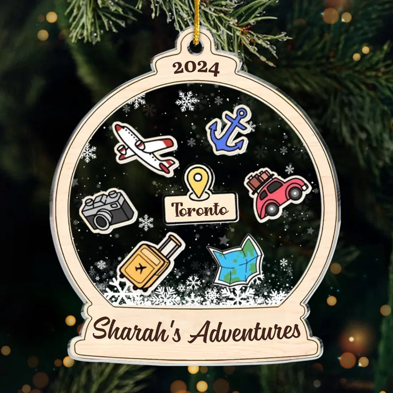 My Memorable And Fun Trips - Travel Personalized Custom Ornament - Acrylic Custom Shaped - Christmas Gift For Family Members, Gift For Adventure Travel Lovers