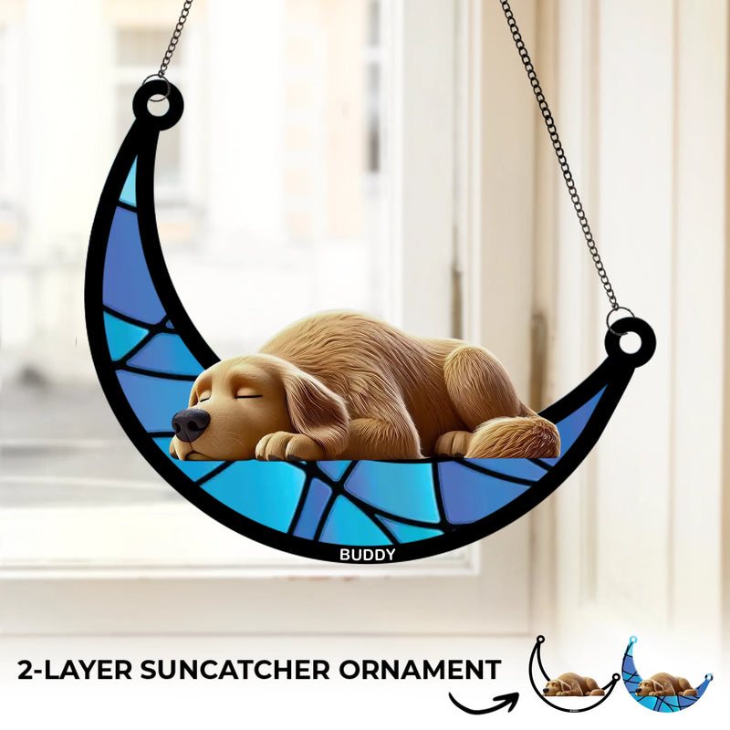 Dreaming Of Treats And Belly Rubs - Dog Personalized Window Hanging Suncatcher - Gift For Pet Owners, Pet Lovers