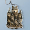 Wolf By Nature, Dad By Heart - Family Personalized Custom Shaped Acrylic Keychain - Father's Day, Gift For Dad, Grandpa