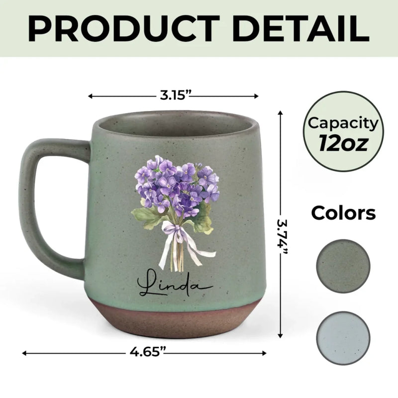 A Soul As Gentle As Petals - Family Personalized Custom Printed Stoneware 12oz Mug - Gift For Yourself, Best Friends, Siblings, Family Members