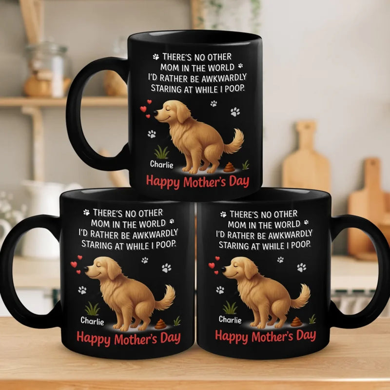 Mom's Love Knows No Stink - Dog Personalized Custom Black Mug - Mother's Day, Gift For Pet Owners, Pet Lovers