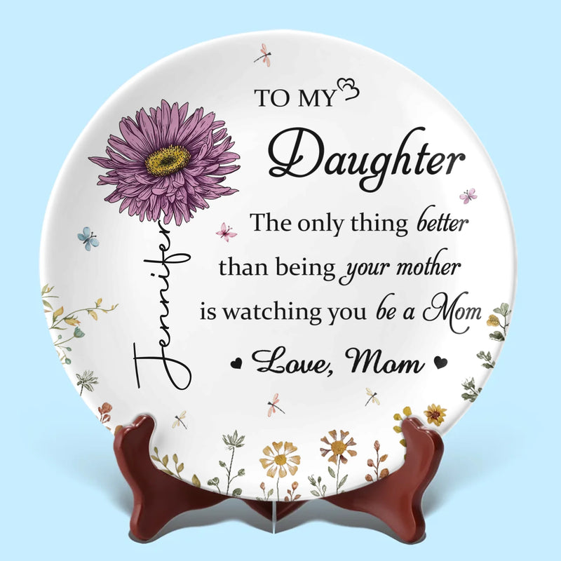 From My Heart To My Daughter - Family Personalized Custom Ceramic Plate - Mother's Day, Gift For Mom, Grandma