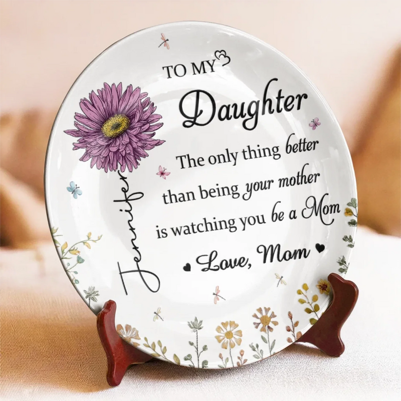 From My Heart To My Daughter - Family Personalized Custom Ceramic Plate - Mother's Day, Gift For Mom, Grandma