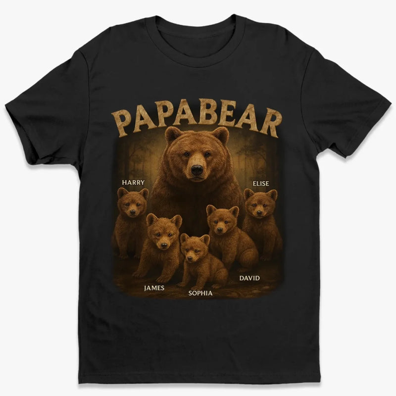 Papa Bear, Always There To Protect His Cubs - Family Personalized Custom Unisex T-shirt, Premium T-shirt, Hoodie - Father's Day, Gift For Dad, Grandpa