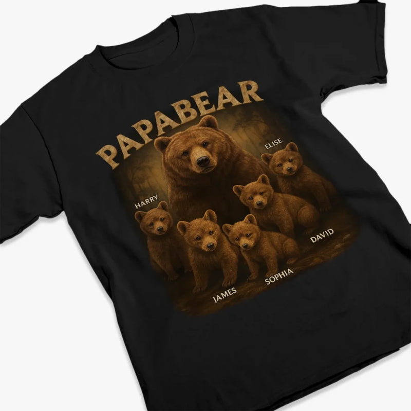 Papa Bear, Always There To Protect His Cubs - Family Personalized Custom Unisex T-shirt, Premium T-shirt, Hoodie - Father's Day, Gift For Dad, Grandpa