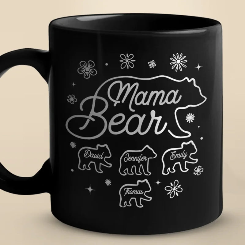 Lead With Love - Family Personalized Custom Black Mug - Mother's Day, Gift For Mom, Grandma