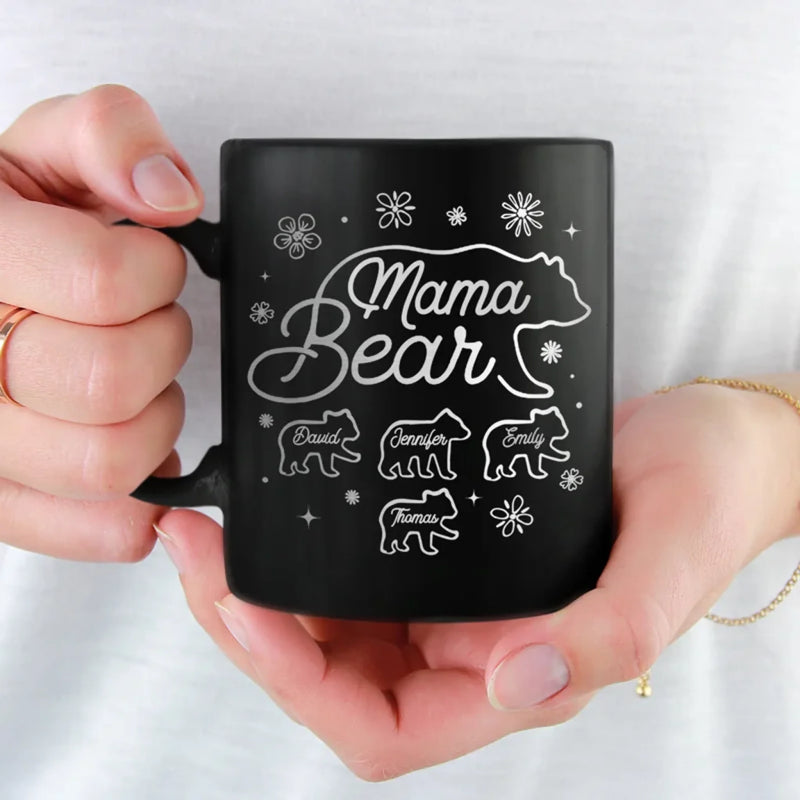 Lead With Love - Family Personalized Custom Black Mug - Mother's Day, Gift For Mom, Grandma