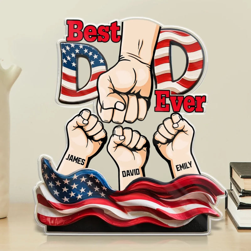 Leading With Love, Raising With Pride - Family Personalized Custom Acrylic Plaque Custom Shape - Father's Day, Gift For Dad