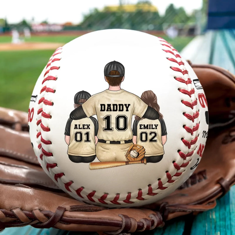 We Hit A Homerun Scoring You As Our Dad - Family Personalized Custom Leather Baseball - Father's Day, Gift For Dad, Sport Lovers, Sport Players