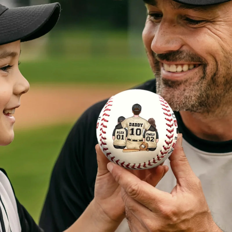 We Hit A Homerun Scoring You As Our Dad - Family Personalized Custom Leather Baseball - Father's Day, Gift For Dad, Sport Lovers, Sport Players